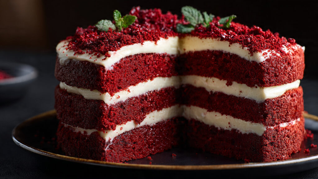 make an attractive photo of red velvet cake