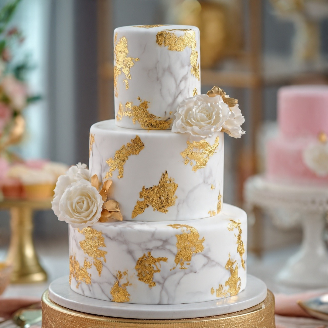 10 Stunning Wedding Cake Design Ideas That Make Every Celebration Unforgettable 4 Gold Leaf Marble Fondant Cake