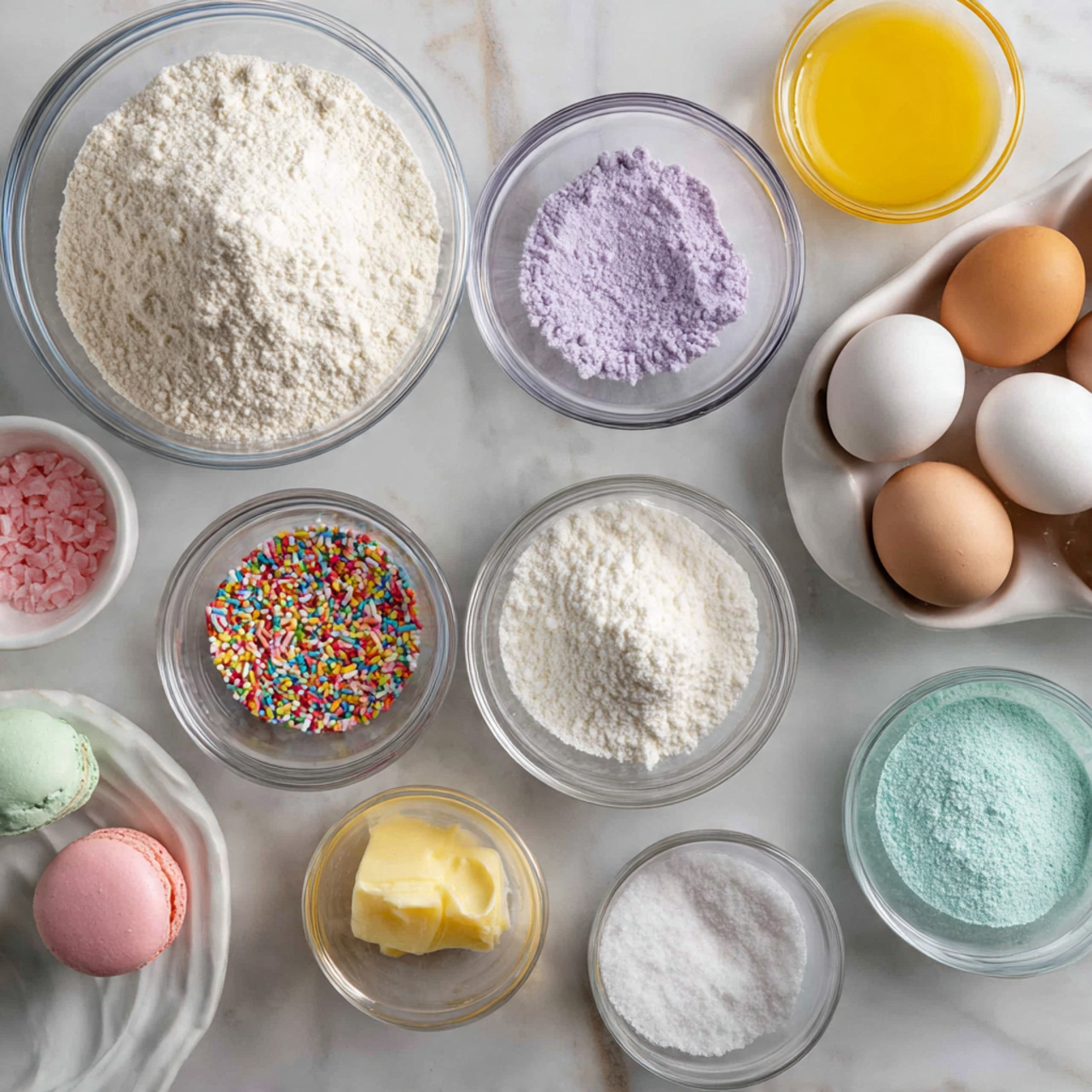 ingredients of 21 birthday cake recipe in glass bo