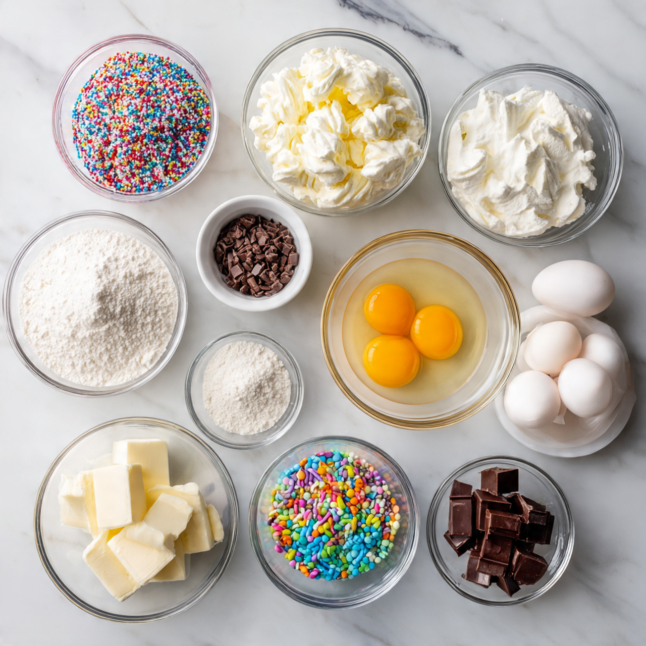 ingredients of 50th birthday cake recipe in glass