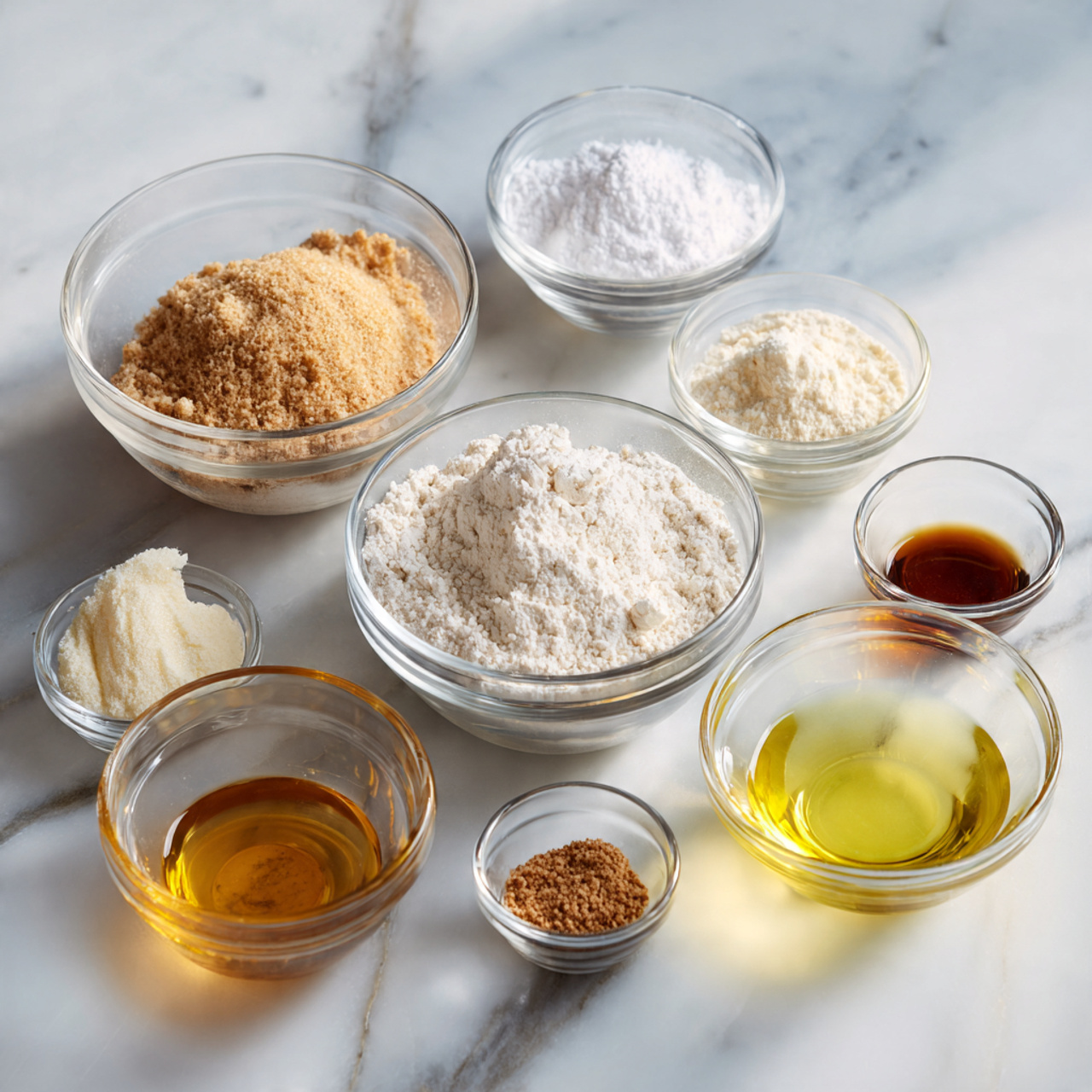 ingredients of simple wedding cake recipe in glass