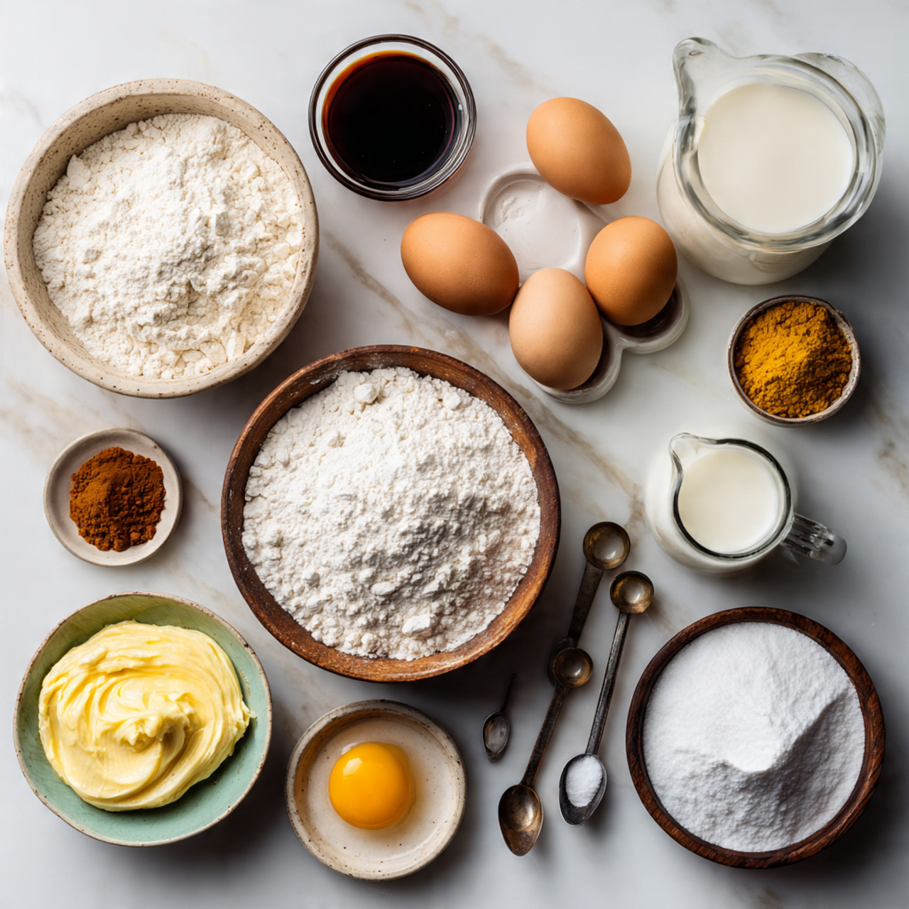 Rapunzel Cake 2 a flat lay of baking ingredients arranged neatly o 1