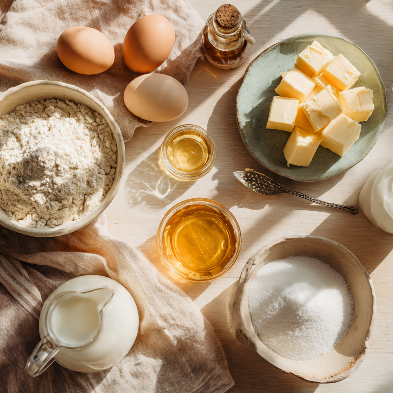 Winnie The Pooh Cake 2 a flat lay of baking ingredients for a honey theme