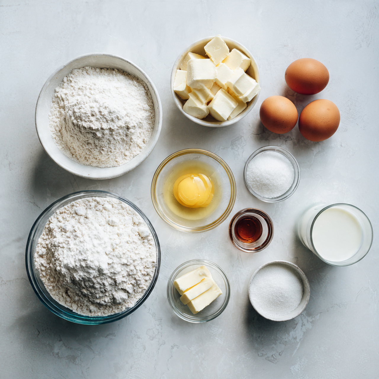 all ingredients for a homemade birthday cake neatl