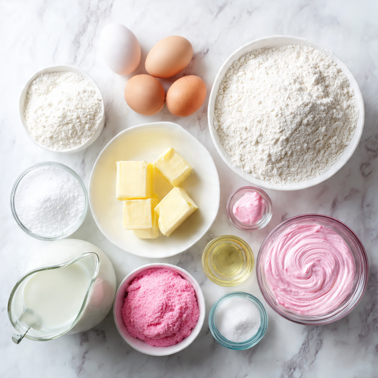 all ingredients for a homemade hello kitty birthda