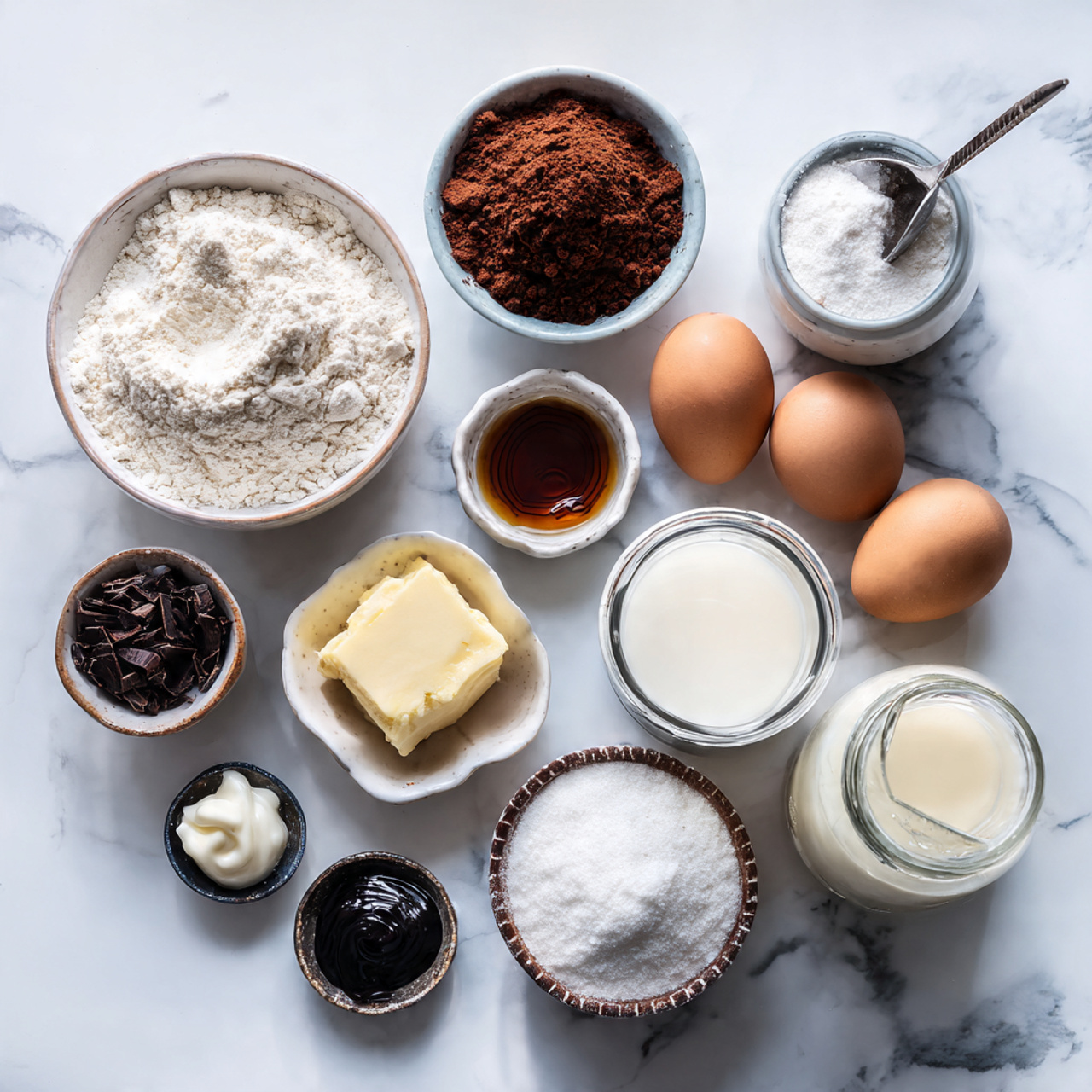 all ingredients for a homemade soccer cake neatly