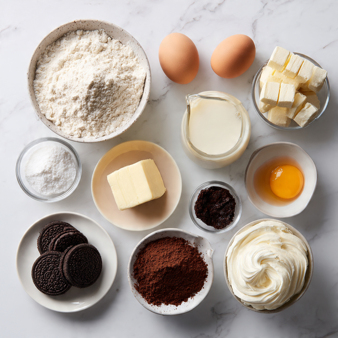 all ingredients for a homemade tractor cake neatly