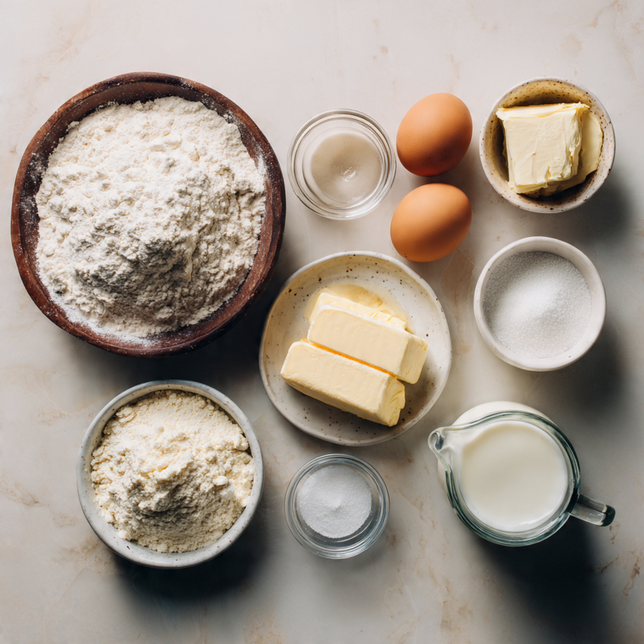 all ingredients for a simple homemade birthday cak