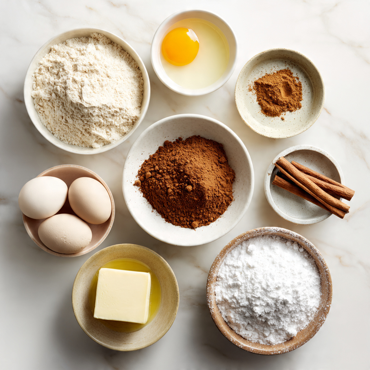 all ingredients for gingerbread cake neatly arrang