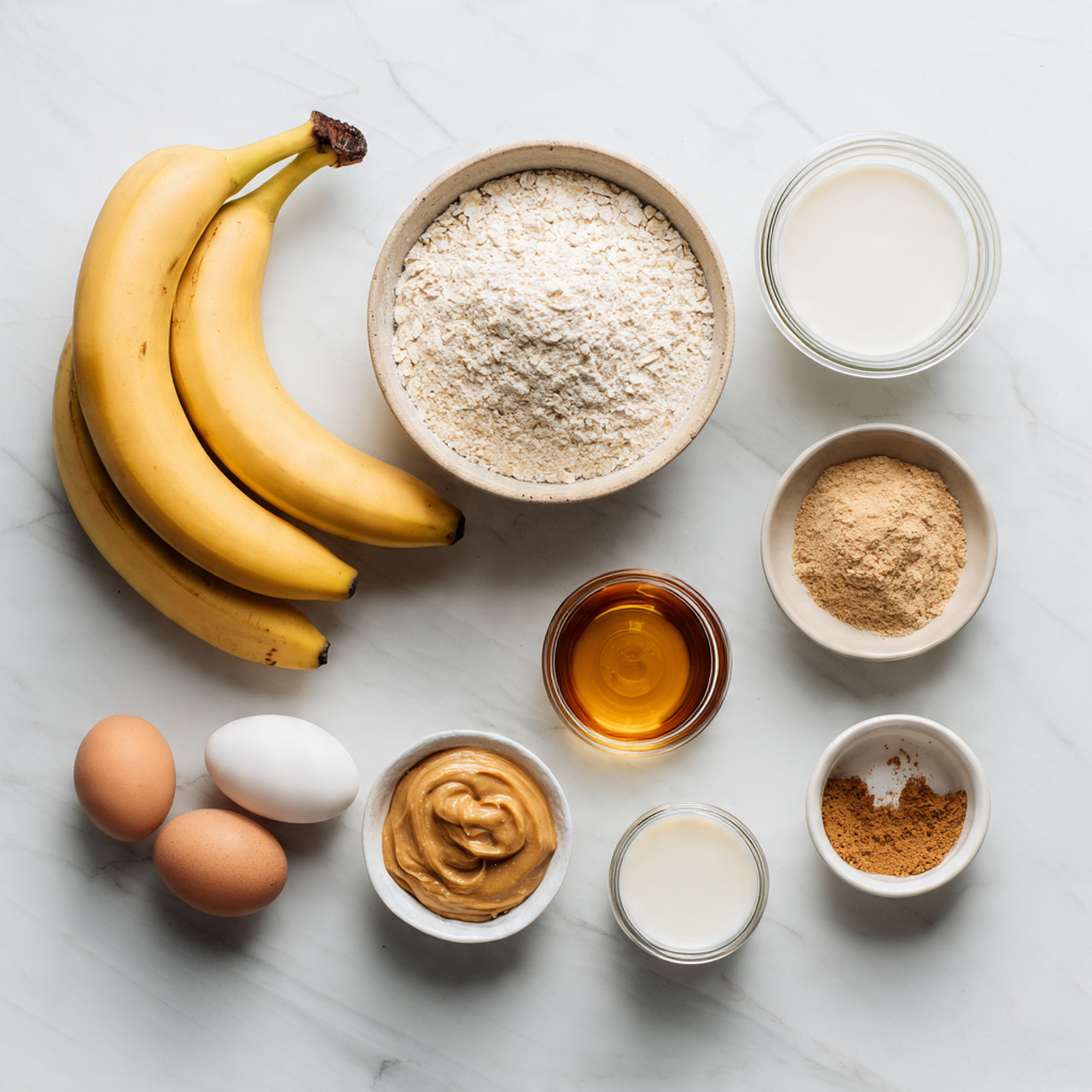 all ingredients for gym cake arranged neatly on a