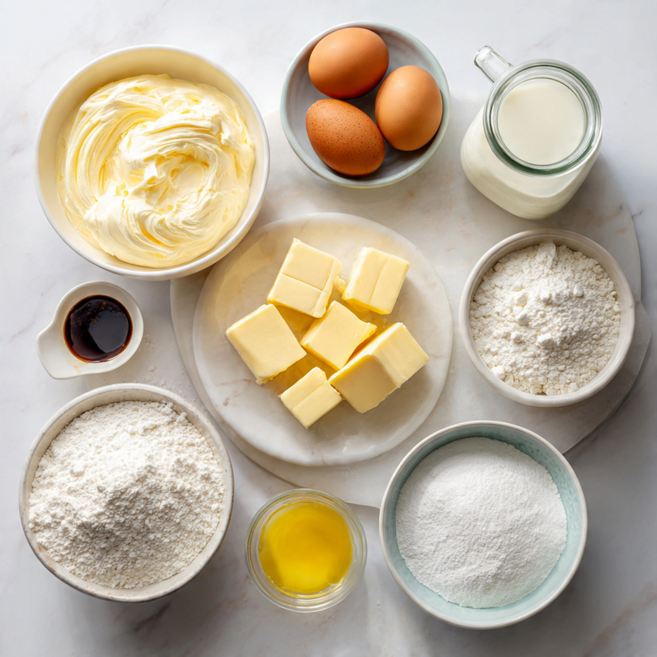 all ingredients for japanese cheesecake neatly arr