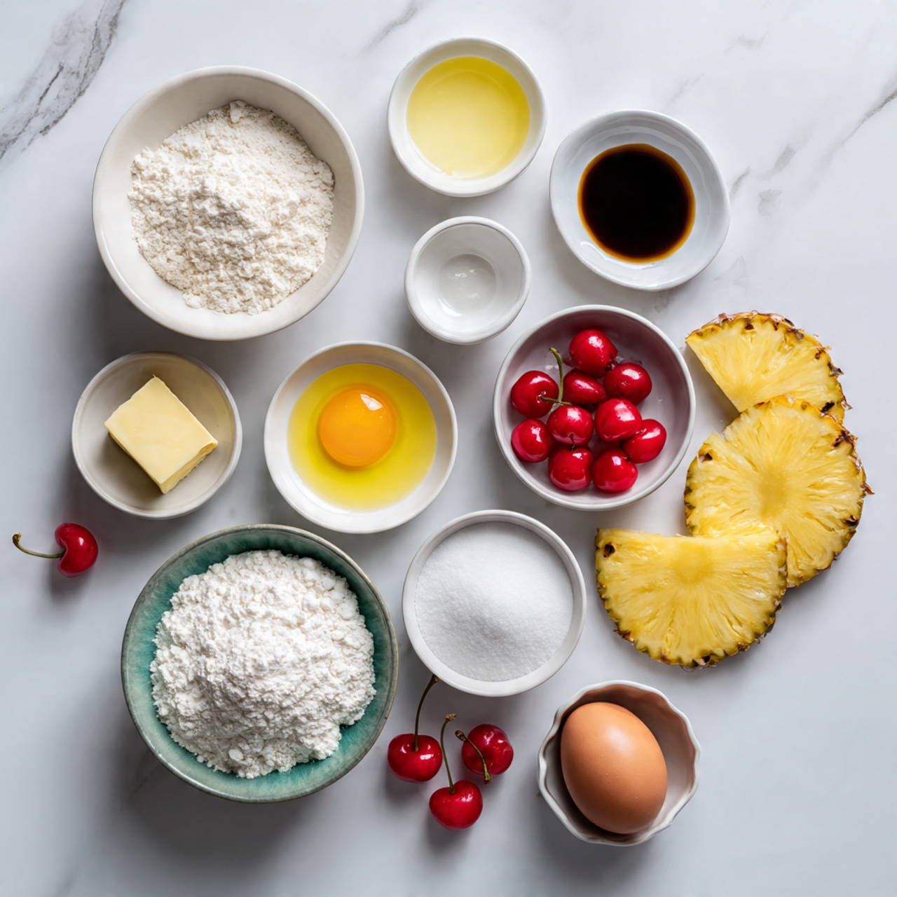 all ingredients for upside down pineapple cake nea
