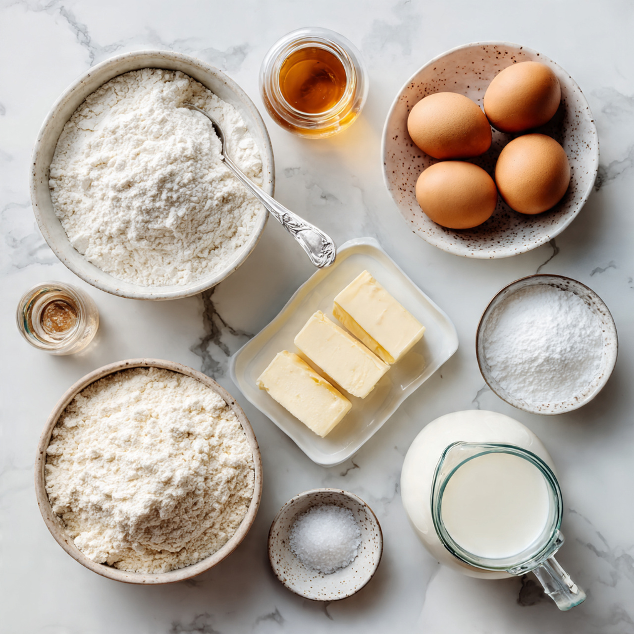 all ingredients for welcome home cake neatly arran