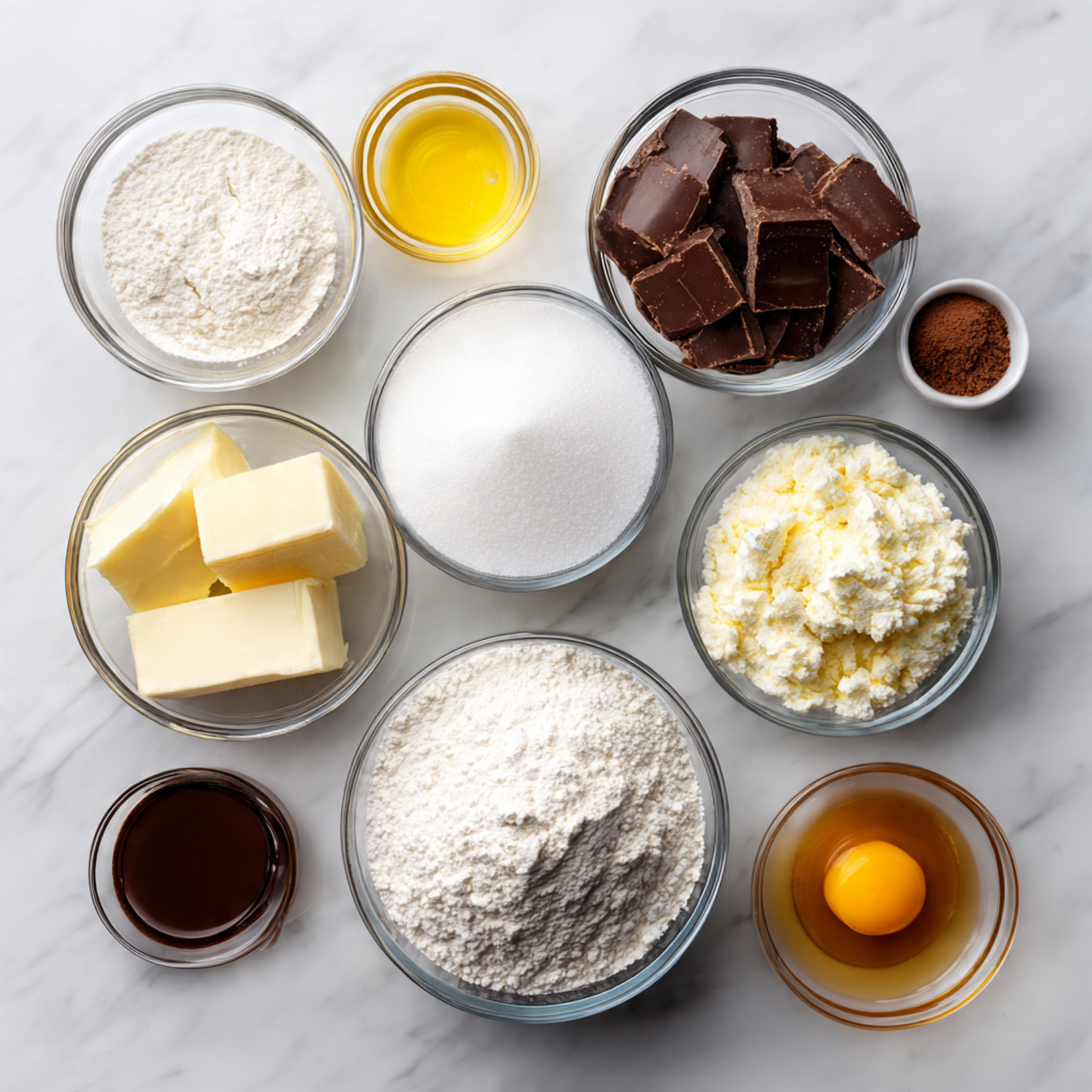 Baby Cake 2 ingredients of baby cake recipe in glass bowls on