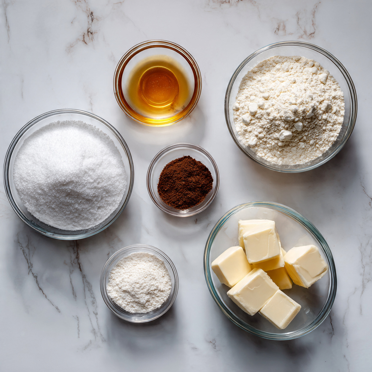 ingredients of basketball cake recipe in glass bow