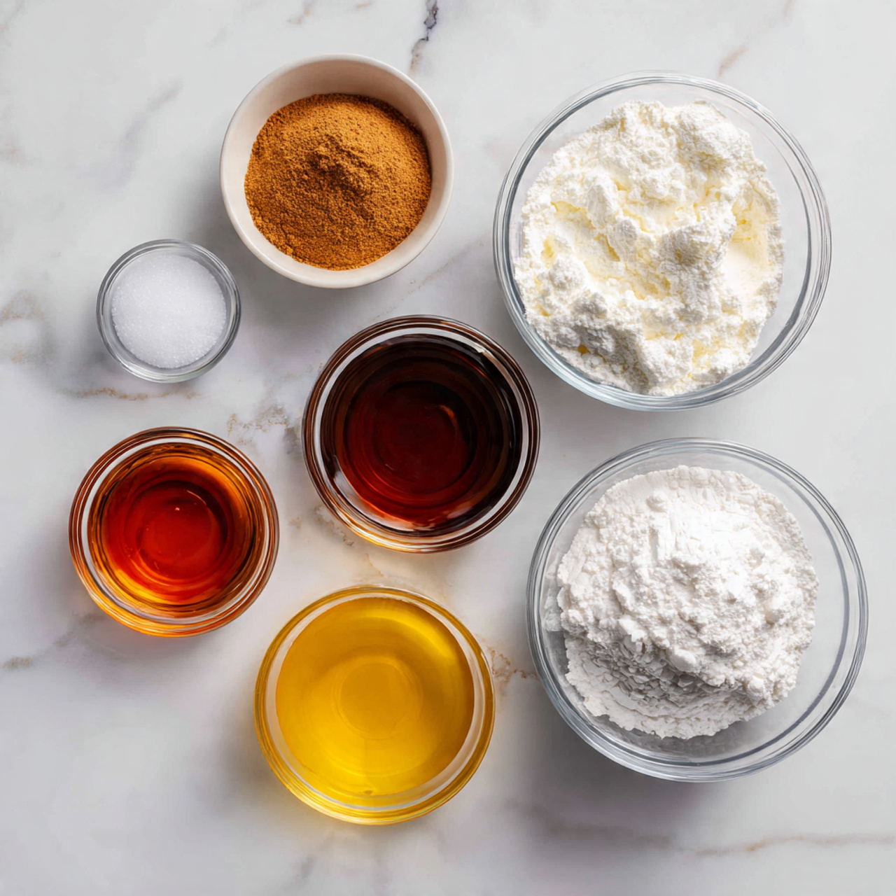 Beer Cake 2 ingredients of beer cake recipe in glass bowls on