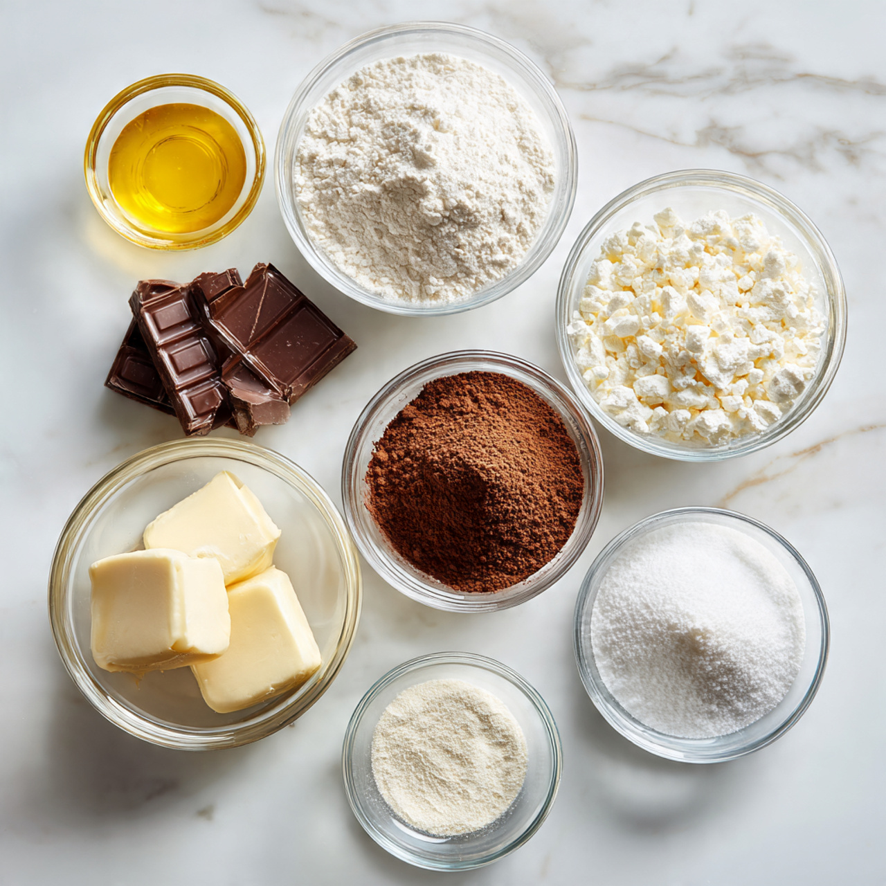 ingredients of cake ideas for men in glass bowls o