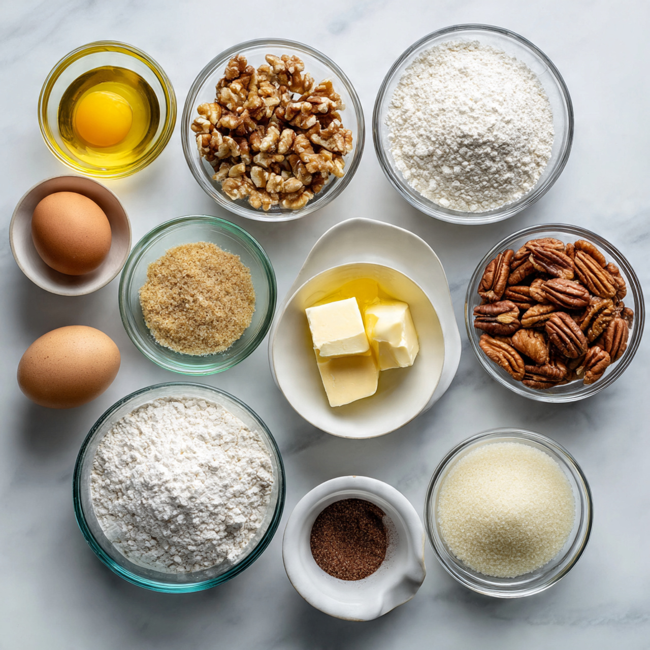 ingredients of hummingbird cake recipe in glass bo