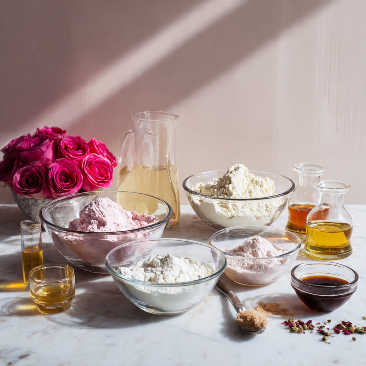 Modern Wedding Cake 2 ingredients of modern wedding cake in glass bowls