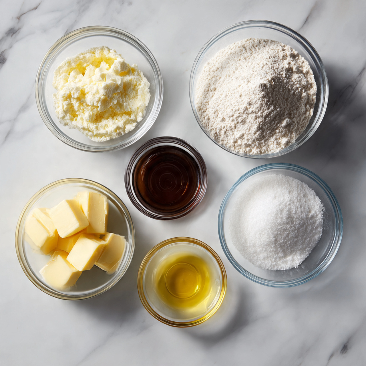 Money Cake 2 ingredients of money cake recipe in glass bowls on