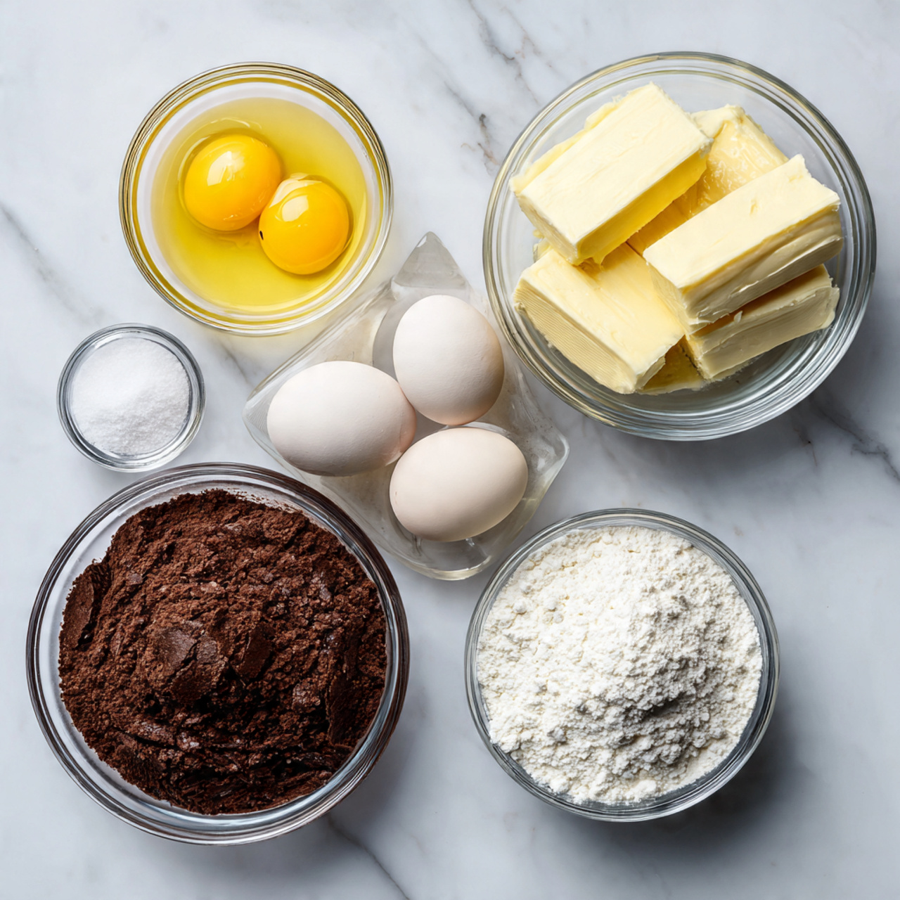 Star Cake 2 ingredients of star cake recipe in glass bowls on