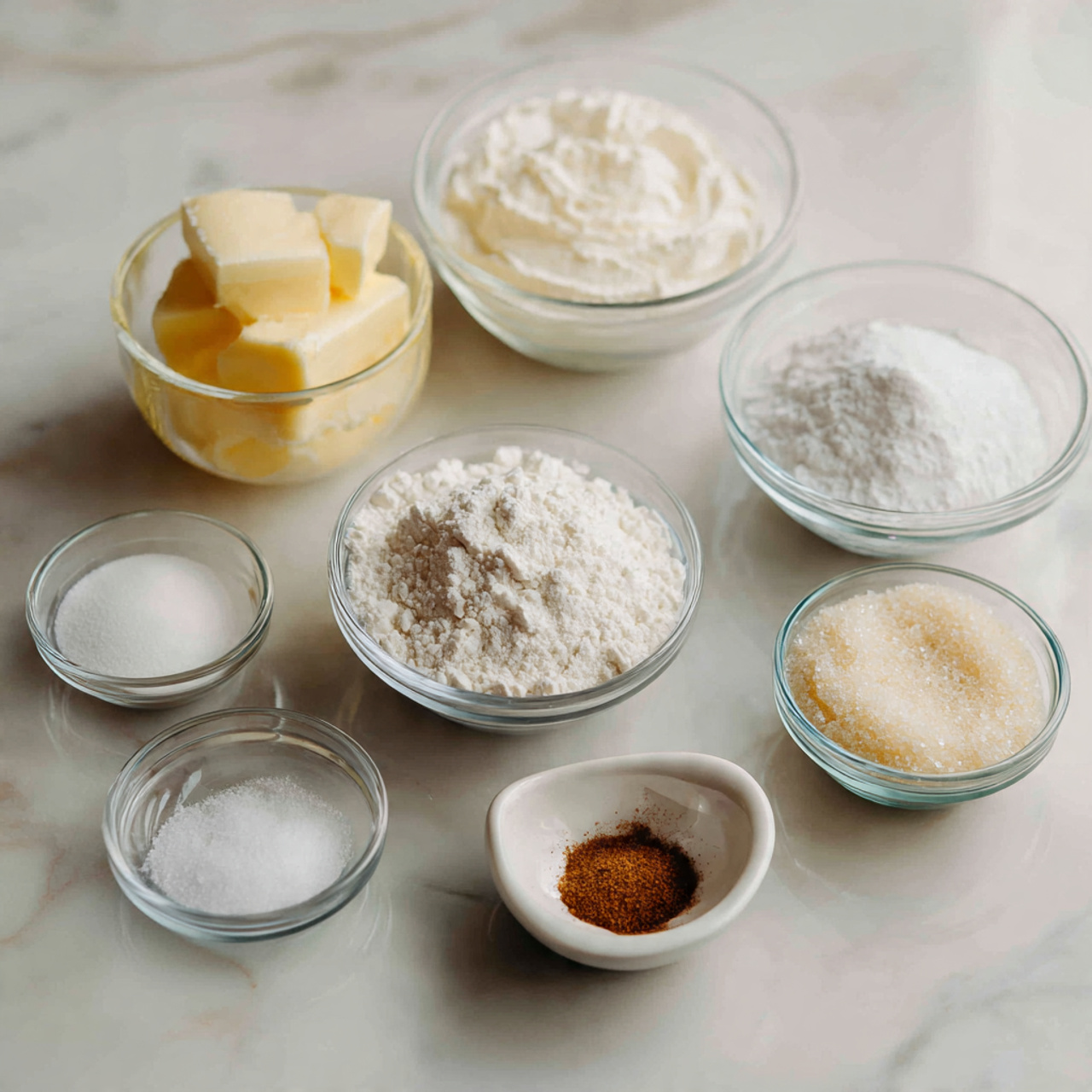 ingredients of vintage wedding cake recipe in glas