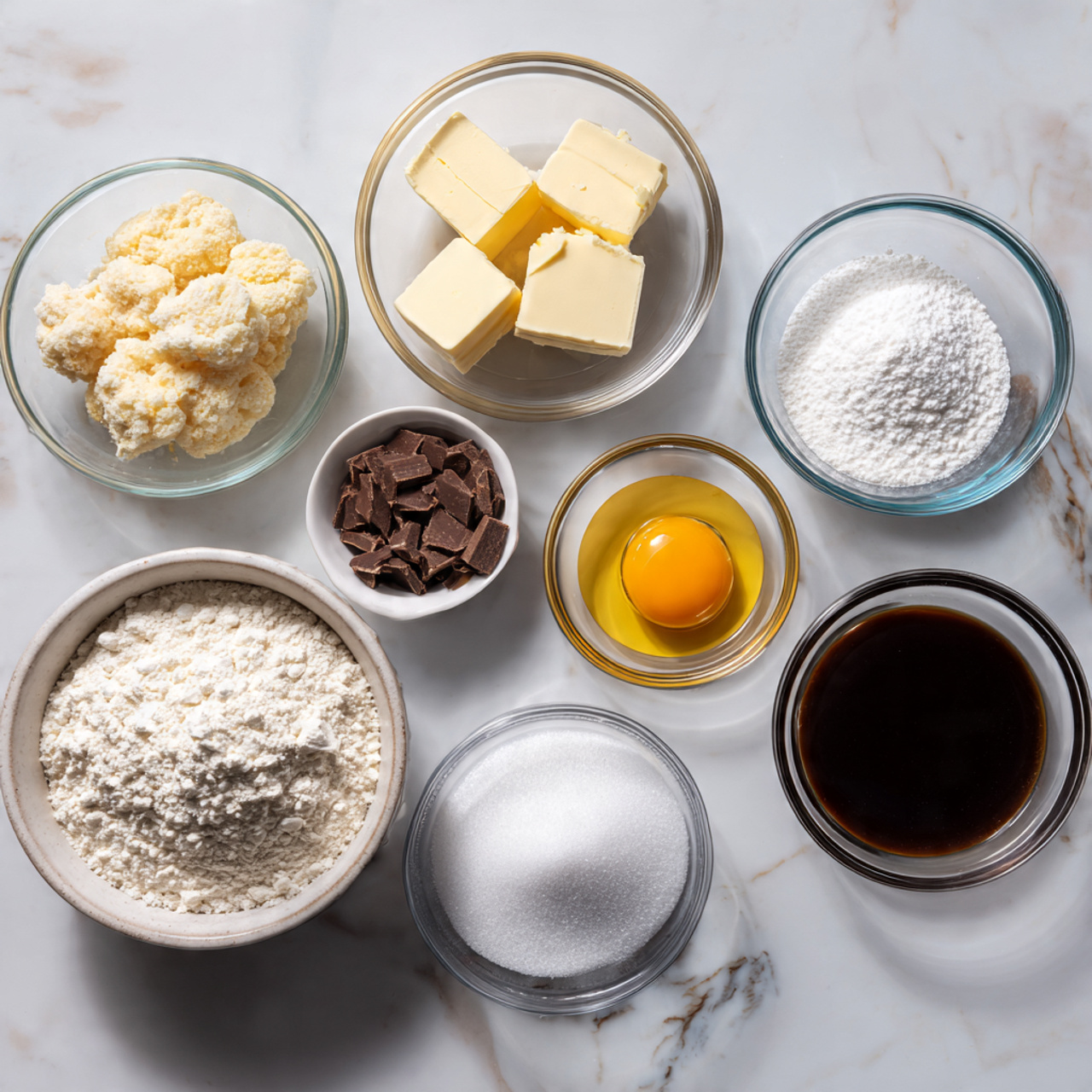 ingredients of wedding cake cookie recipe in glass