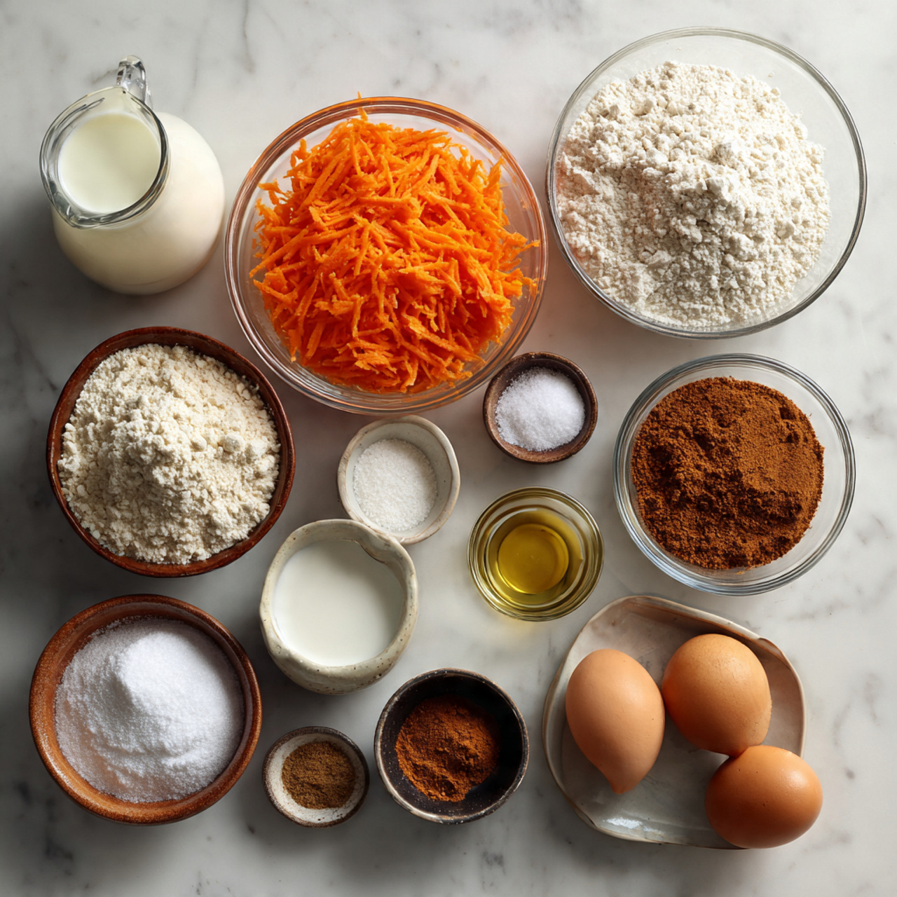 top down view of neatly arranged carrot cake muffi