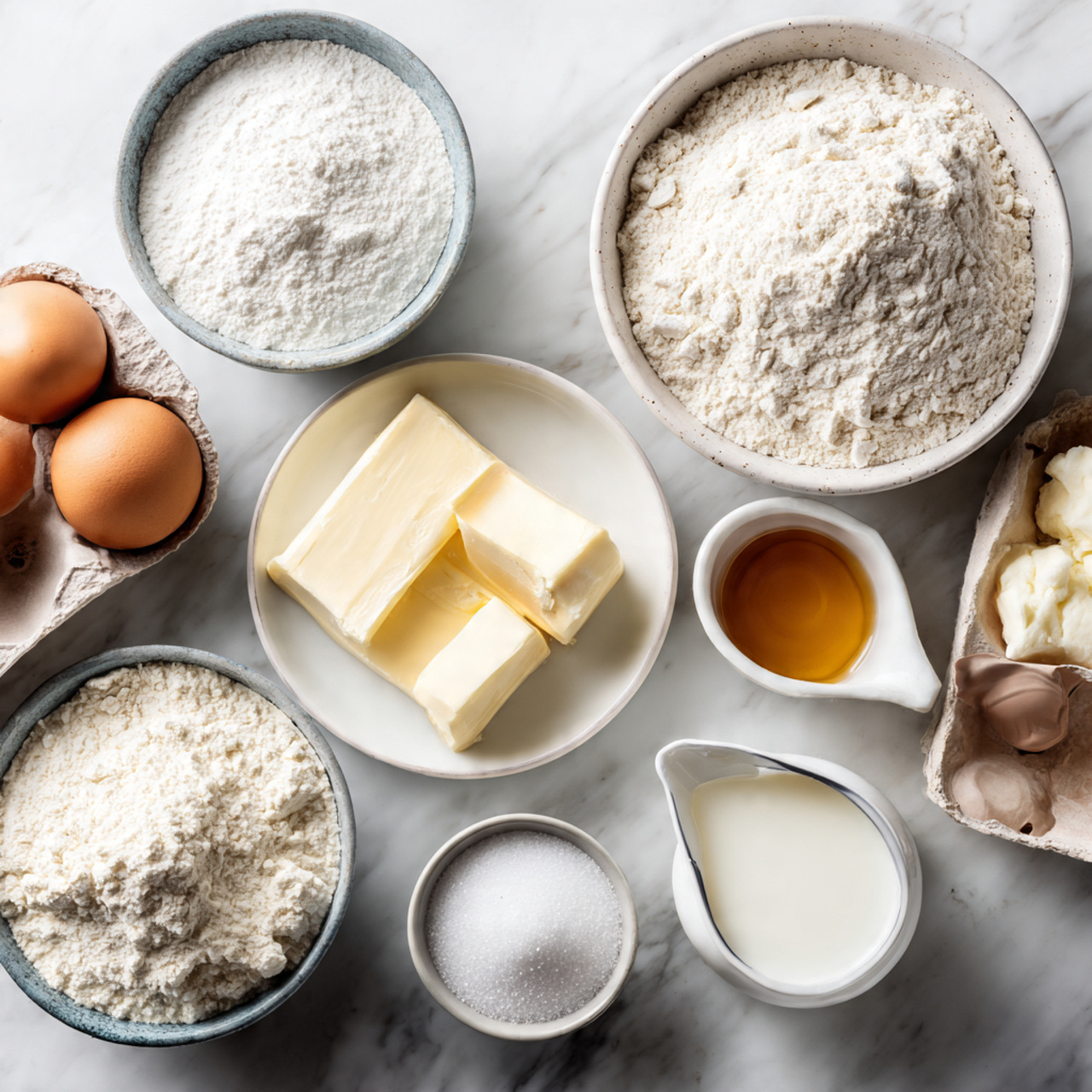 top view flat lay of vanilla cupcake ingredients o