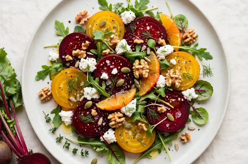 The Most Stunning Beet Salad That Turns Every Skeptic Into a Believer 3 Roasted Beet Salad with Goat Cheese and Honey Balsamic Dressing