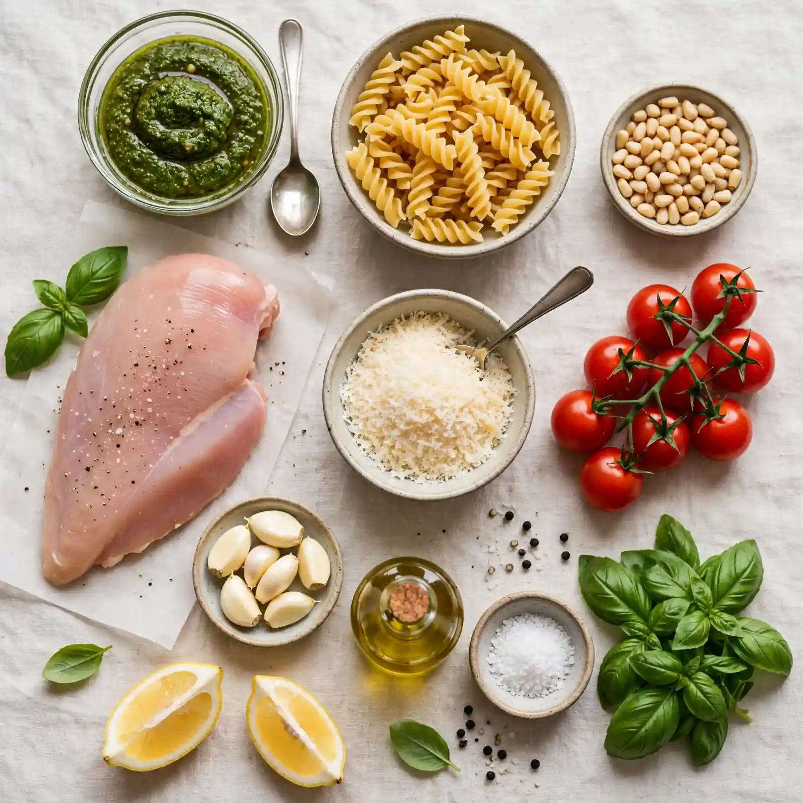 The Creamiest Chicken Pesto Pasta Your Weeknight Dinners Have Been Missing 2 Ingredients of Chicken Pesto Pasta