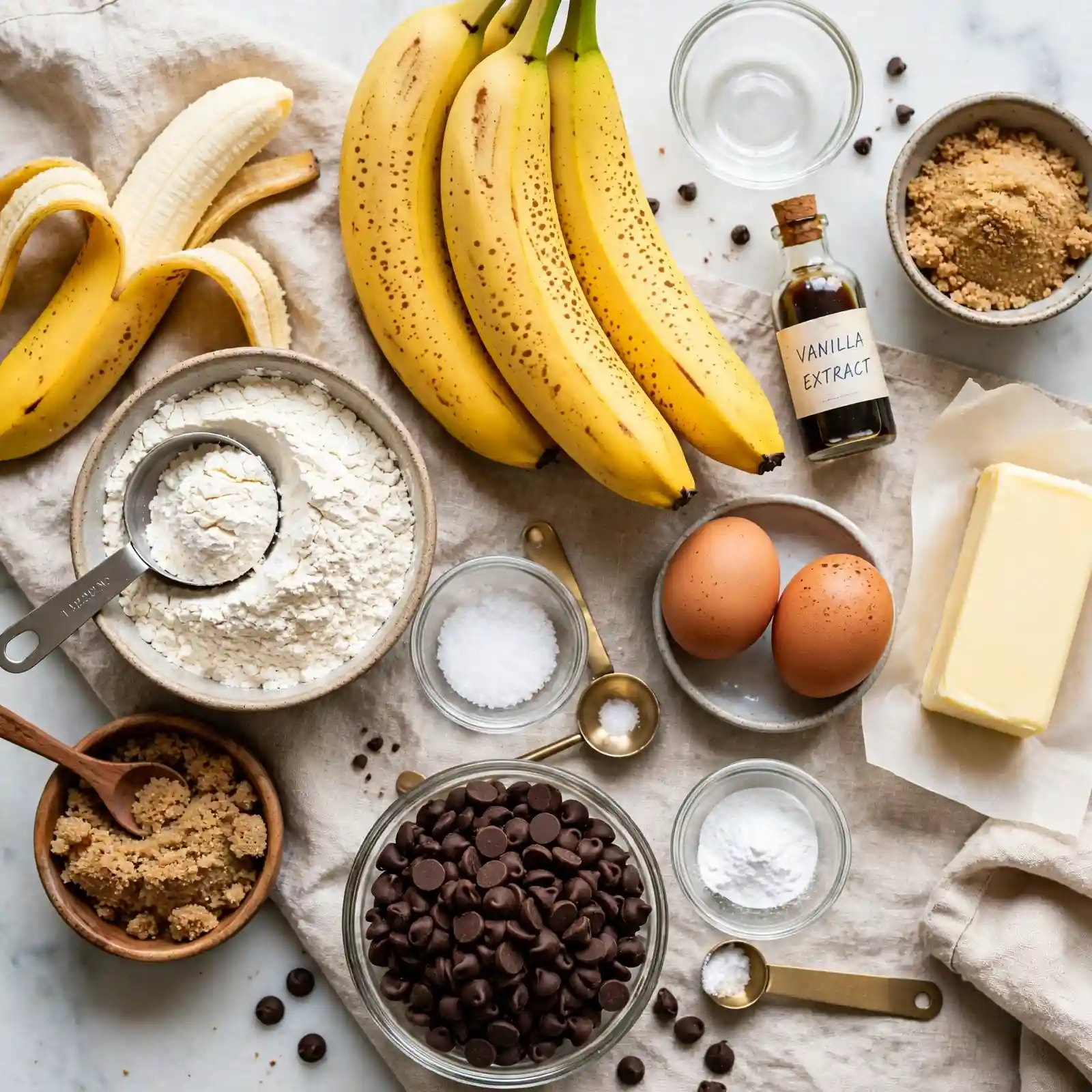 Ingredients of Chocolate Chip Banana Bread
