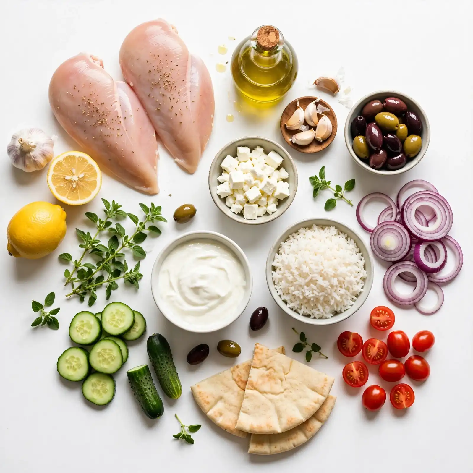 Ingredients of Greek Chicken Bowls