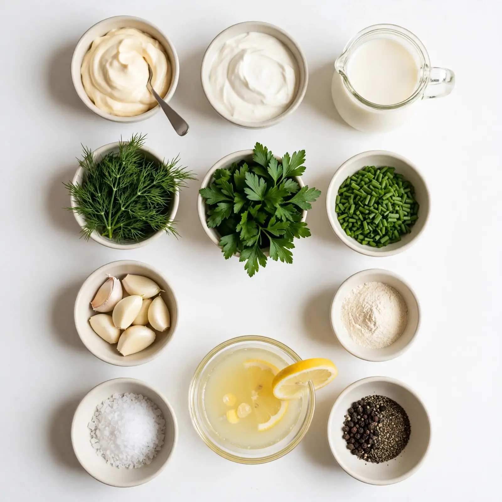 Ingredients of Homemade Ranch Dressing