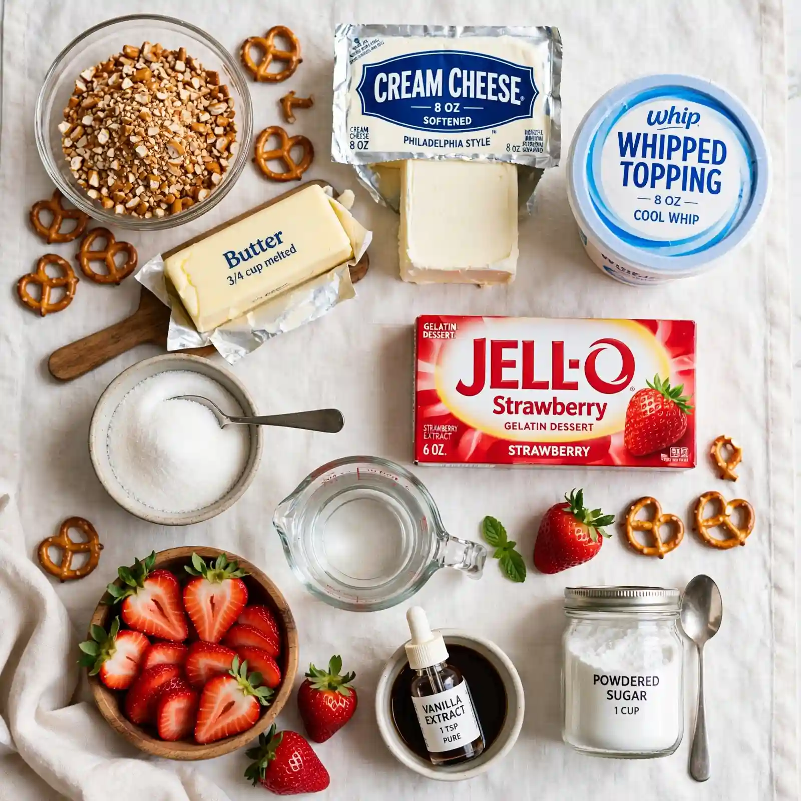 The Most Irresistible Strawberry Pretzel Salad That Disappears at Every Potluck 2 Ingredients of Strawberry Pretzel Salad