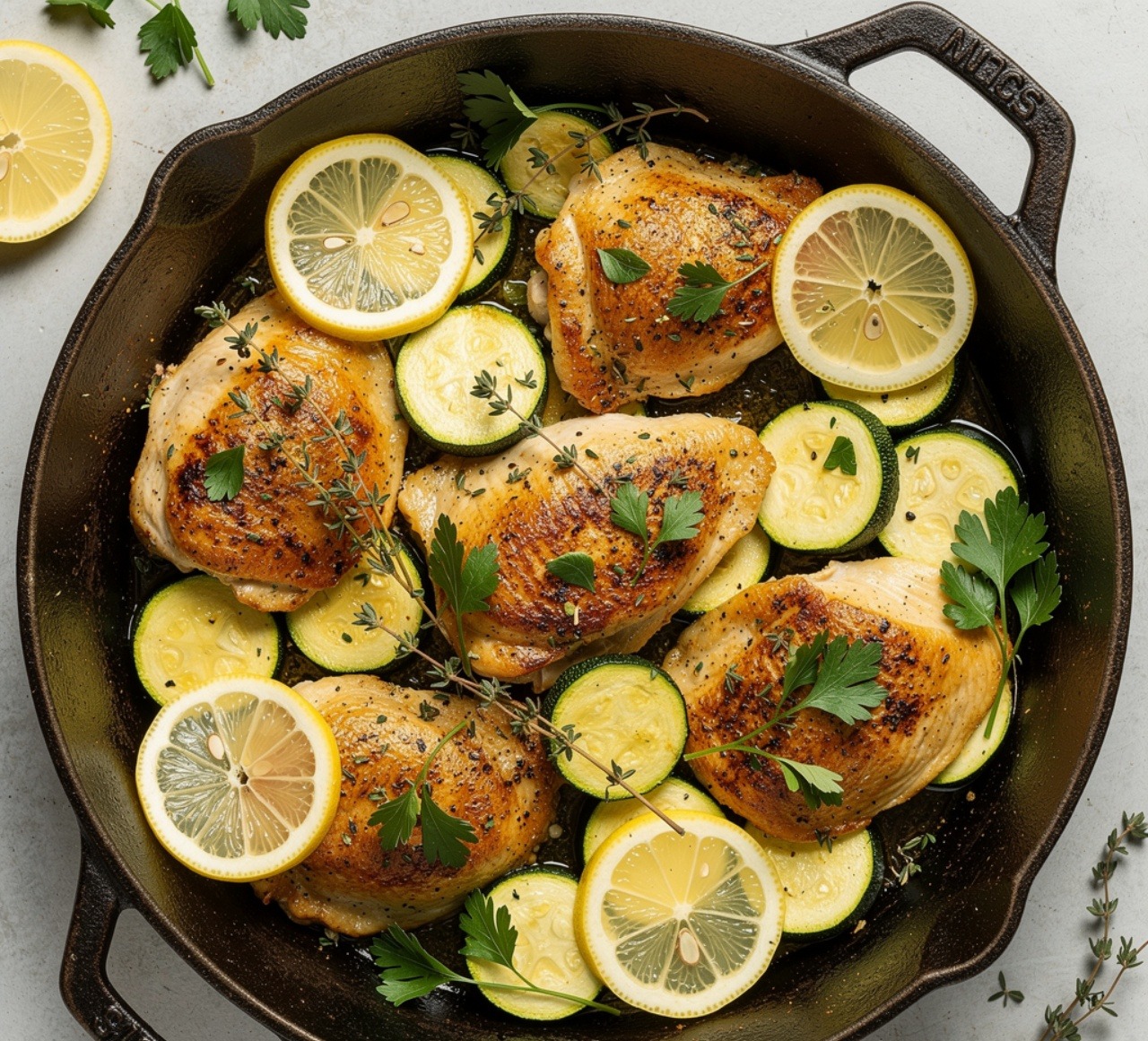 12 Irresistible Zucchini Recipes That'll Make You Actually Look Forward to Eating Your Vegetables 2 One Pan Lemon Herb Zucchini and Chicken