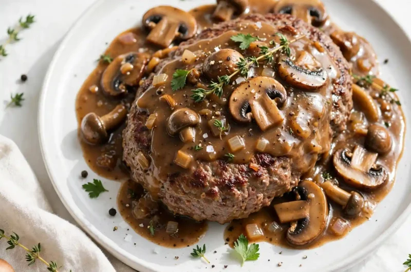 The Most Comforting Salisbury Steak Smothered in Rich Mushroom Gravy 3 Salisbury Steak with Mushroom Gravy