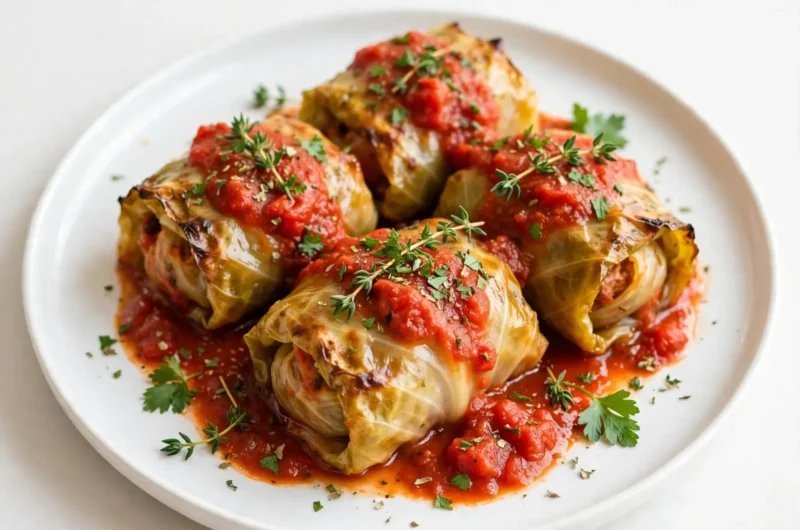 The Most Comforting Stuffed Cabbage Rolls Your Whole Family Will Devour 3 Tender Stuffed Cabbage Rolls in Rich Tomato Sauce