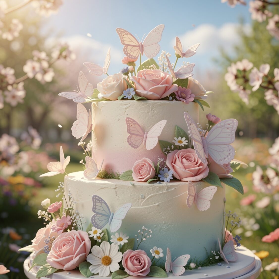 10 Magical Cake Designs for Girls That Make Every Birthday Feel Like a Fairy Tale 5 butterfly garden cake beautiful garden cake decora edited