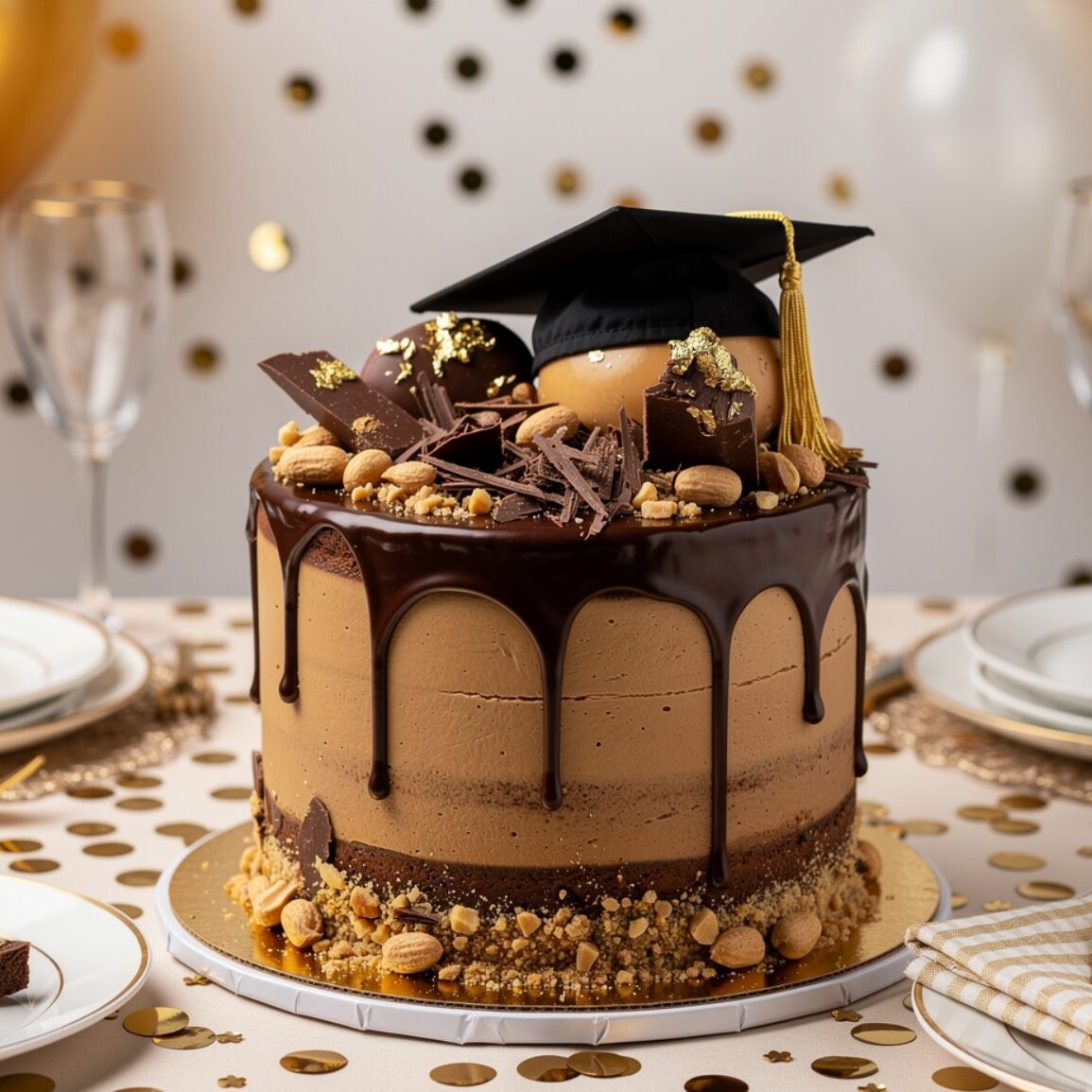 12 Stunning Graduation Cake Ideas That Will Make Your Grad Feel Truly Celebrated 10 chocolate peanut butter graduation cake indulgent edited