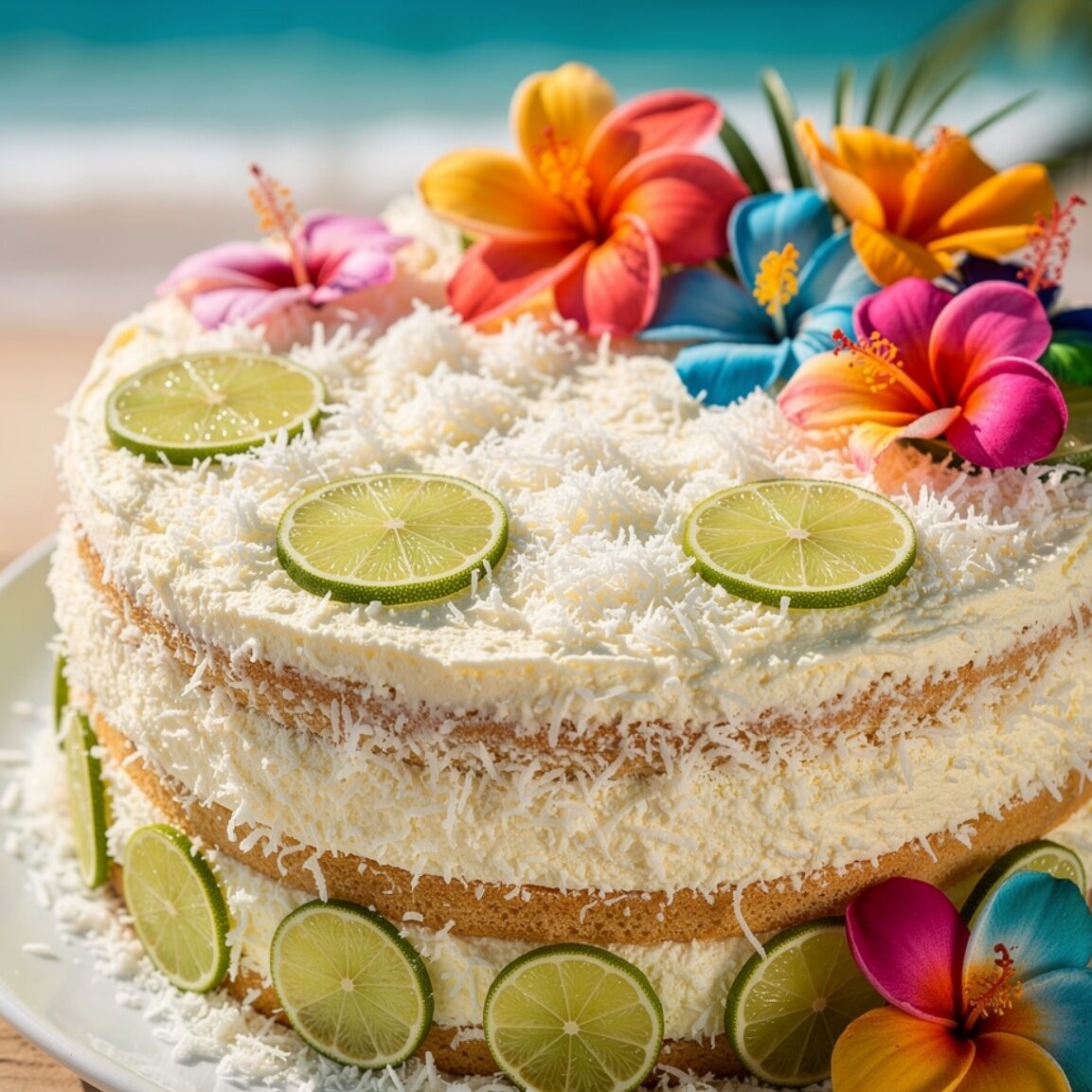 10 Irresistible Cake Flavors Ideas That Make Every Celebration Worth the Fork 7 coconut lime tropical cake ultra realistic vibrant edited