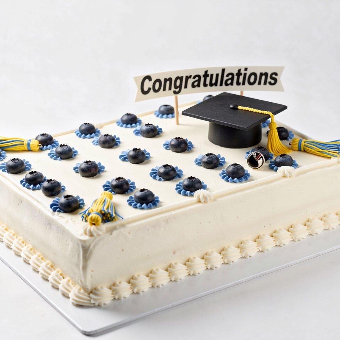 12 Stunning Graduation Cake Ideas That Will Make Your Grad Feel Truly Celebrated 4 fresh lemon blueberry graduation sheet cake with c edited