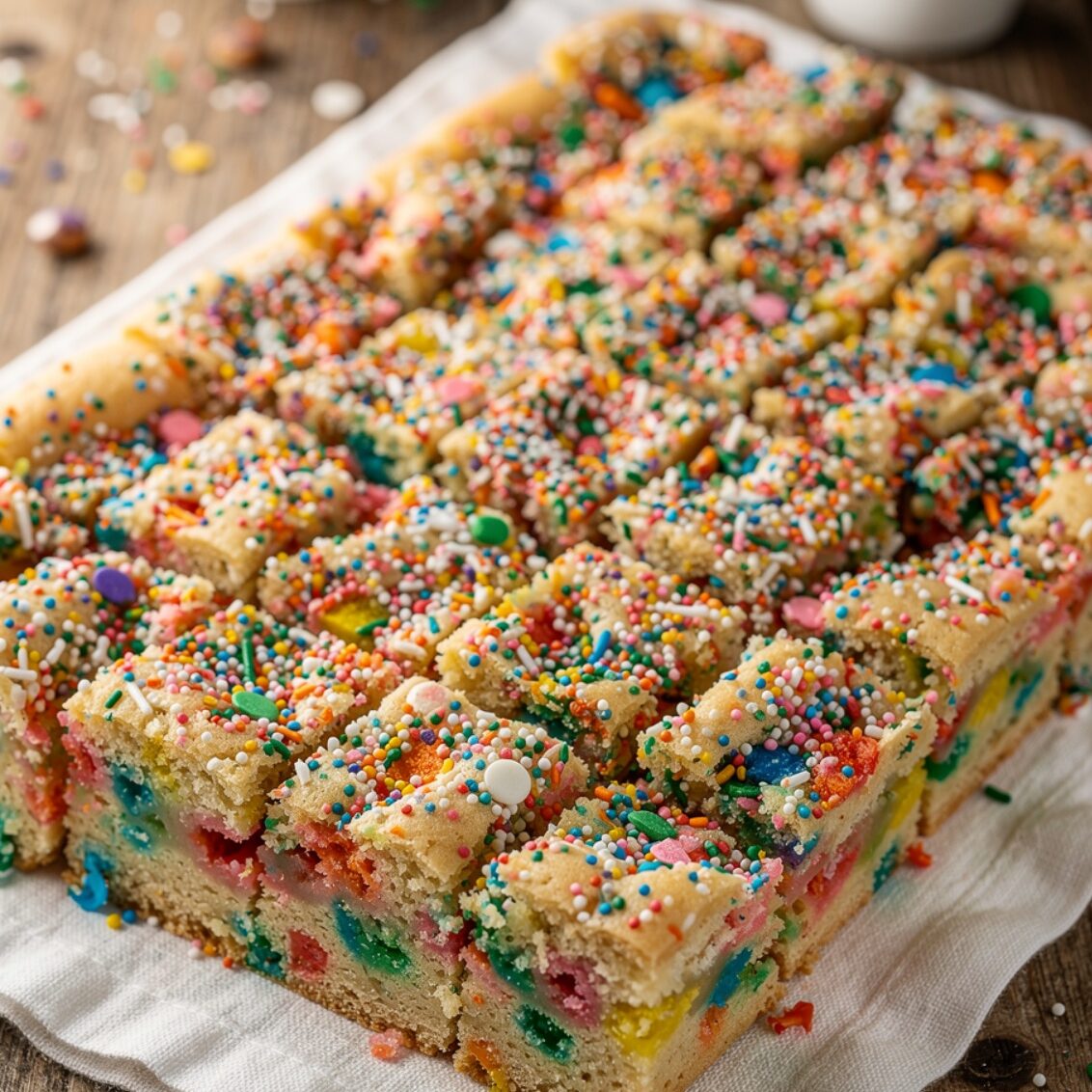 13 Easy Cake Mix Recipes That Turn a Box Into Something Brilliant 3 funfetti cake mix cookie bars colorful funfetti co edited