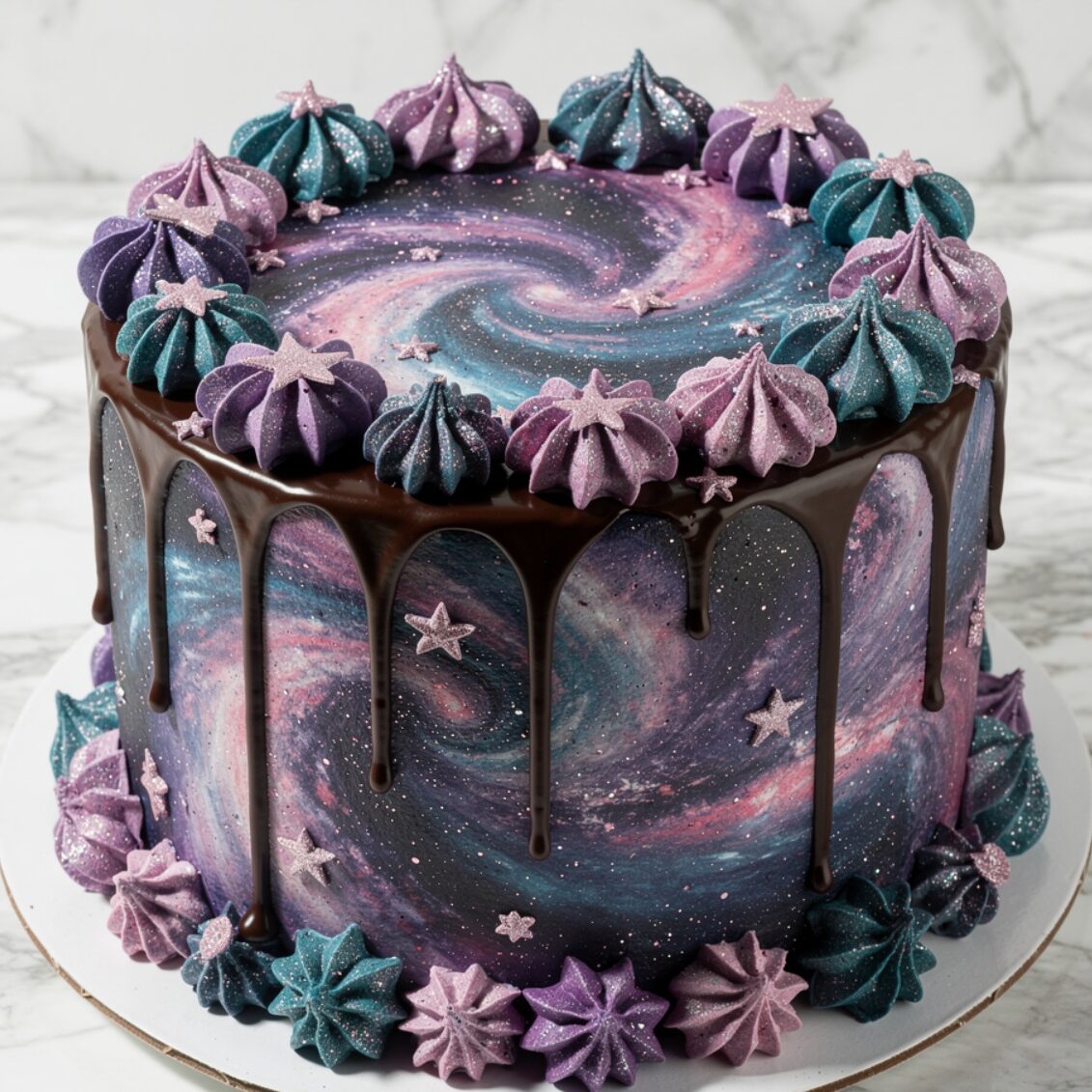 10 Magical Cake Designs for Girls That Make Every Birthday Feel Like a Fairy Tale 7 galaxy drip cake stunning galaxy themed drip cake edited