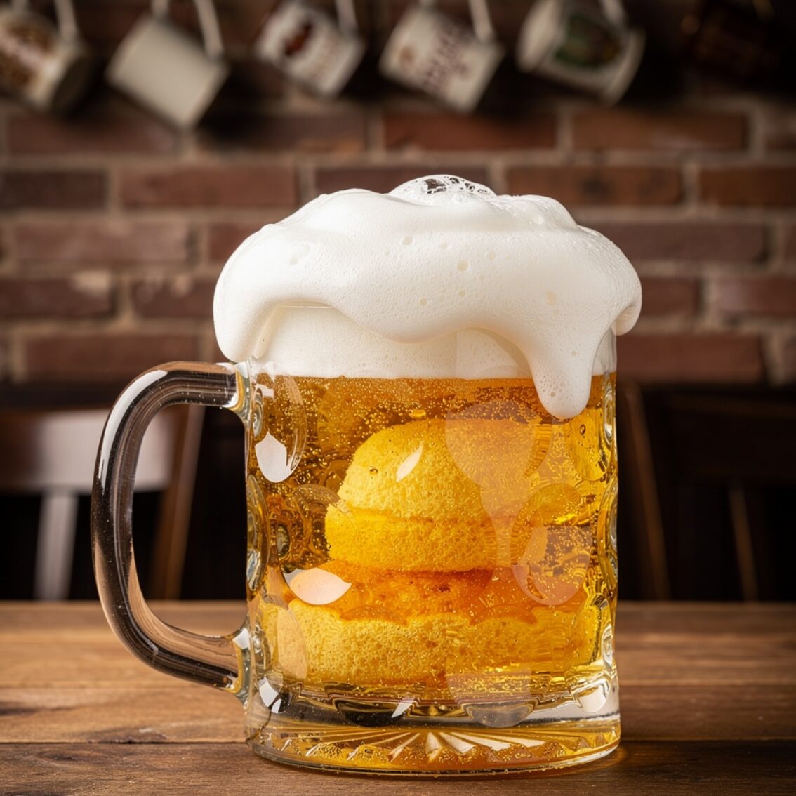 hyper realistic beer mug or pint glass cake with f edited
