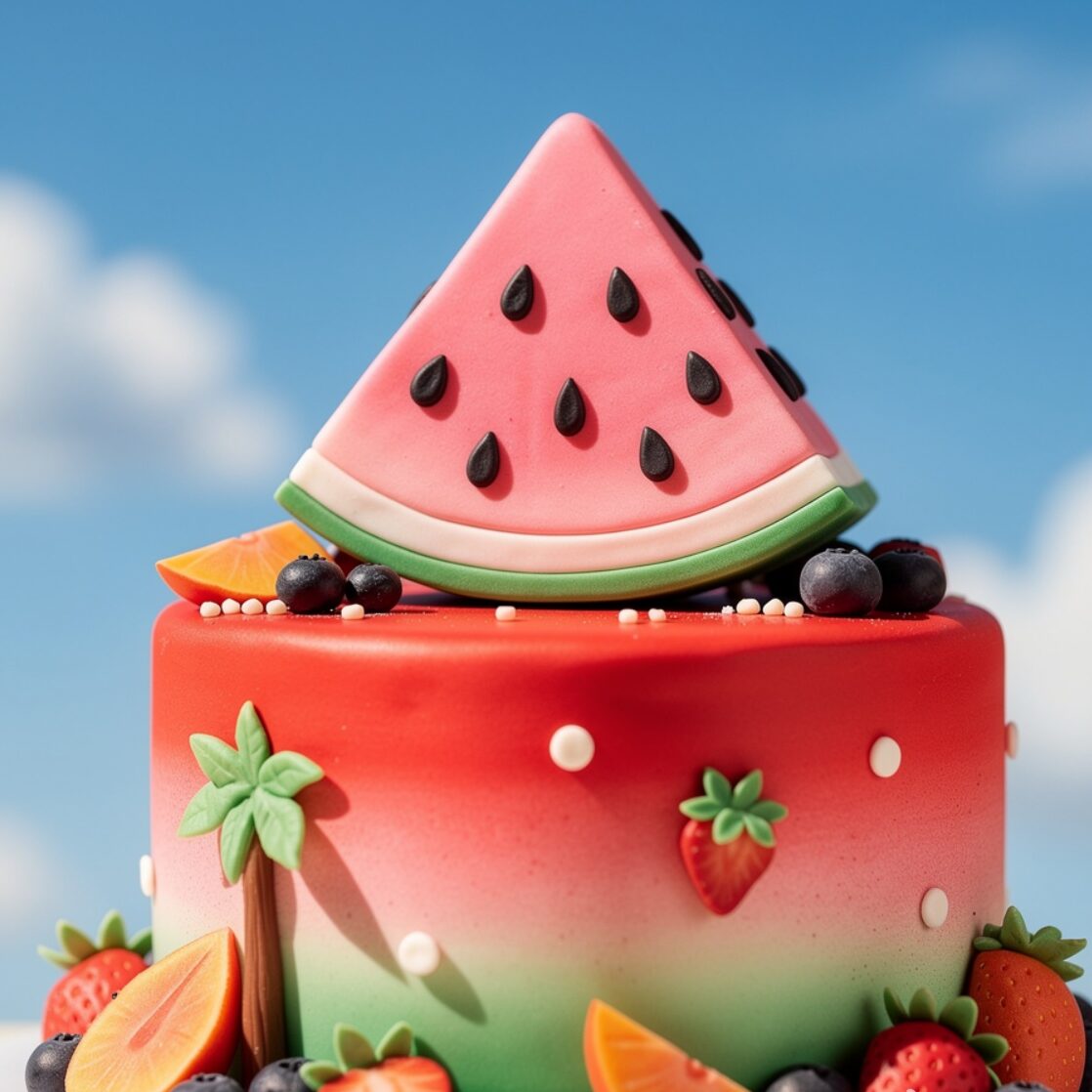 12 Show-Stopping Cake Designs For Kids That Make Every Birthday Unforgettable 11 playful watermelon themed fondant cake with realis edited
