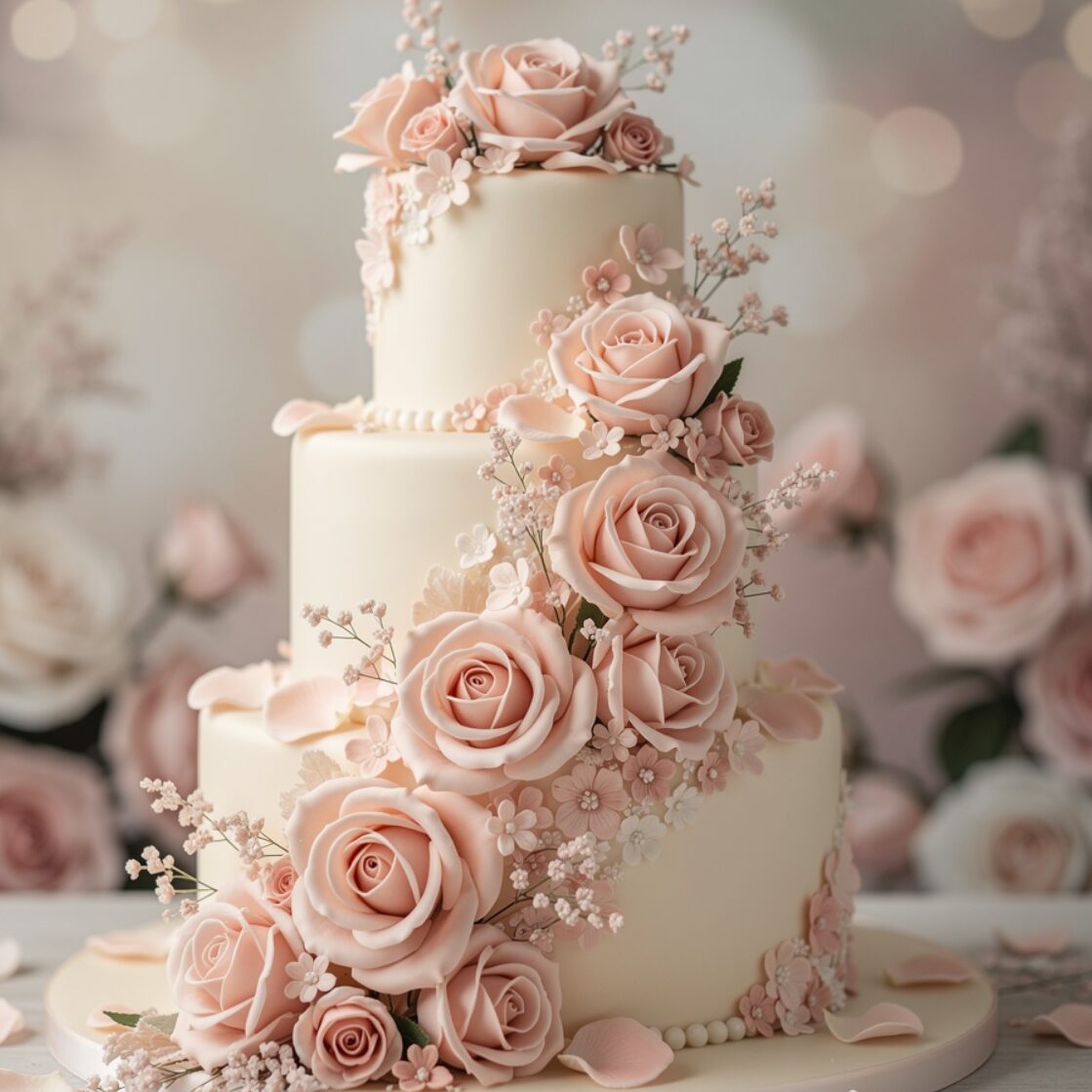 11 Irresistible Wedding Cake Ideas That Will Make Your Reception Unforgettable 5 romantic garden rose wedding cake with sugar flowe edited