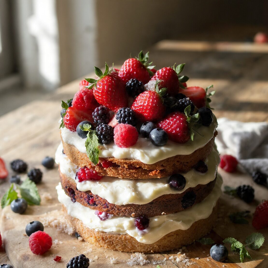 14 Stunning Cake Designs Ideas That Will Make Everyone Think You Hired a Professional 2 rustic berry layer cake 12b98d0d edited