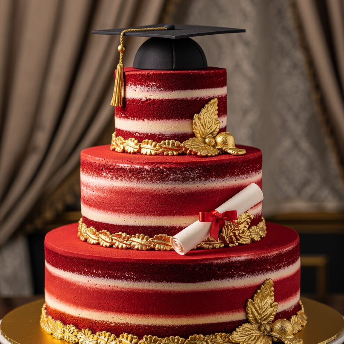 12 Stunning Graduation Cake Ideas That Will Make Your Grad Feel Truly Celebrated 8 stunning red velvet tiered graduation cake with si edited