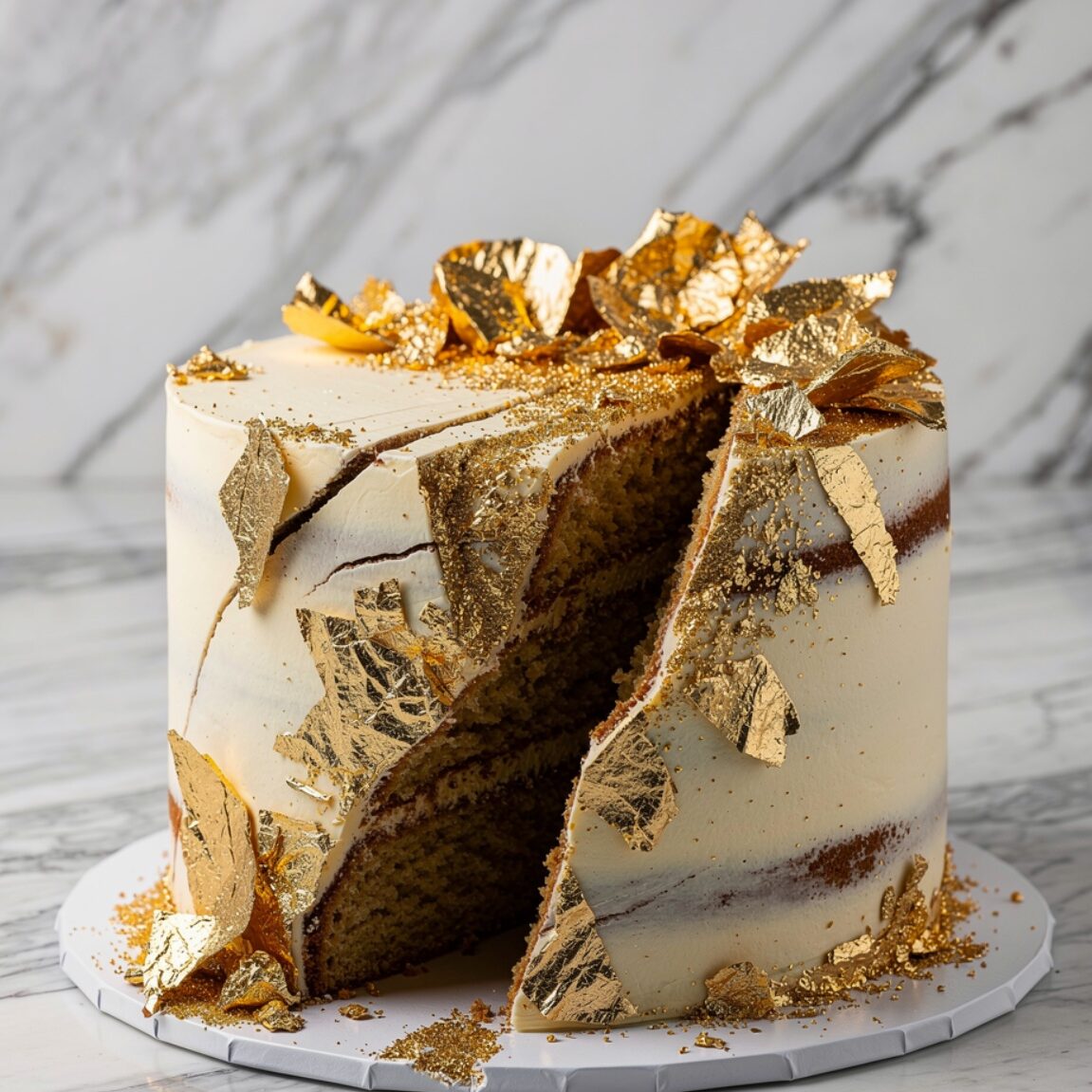 14 Stunning Cake Designs Ideas That Will Make Everyone Think You Hired a Professional 9 trendy fault line cake with glamorous gold foil ac edited